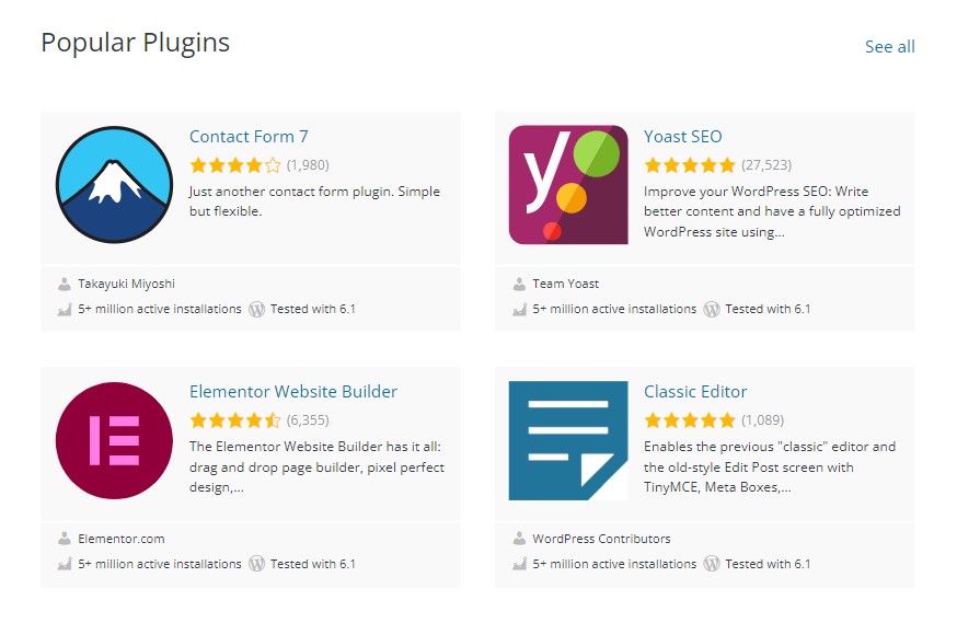 Popular WordPress Plugins