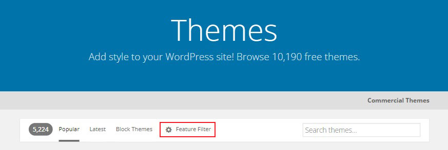 WordPRess Themes Feature Filter Option