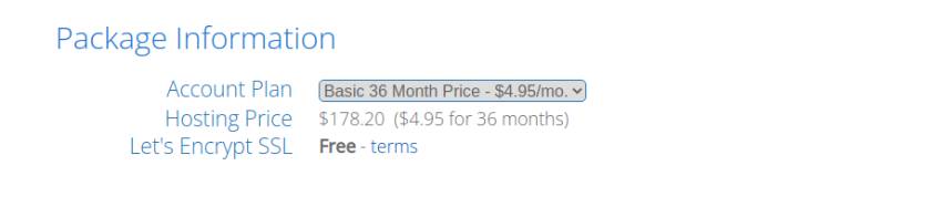 Bluehost Package Information