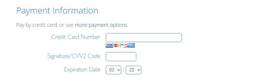 Bluehost Payment Information