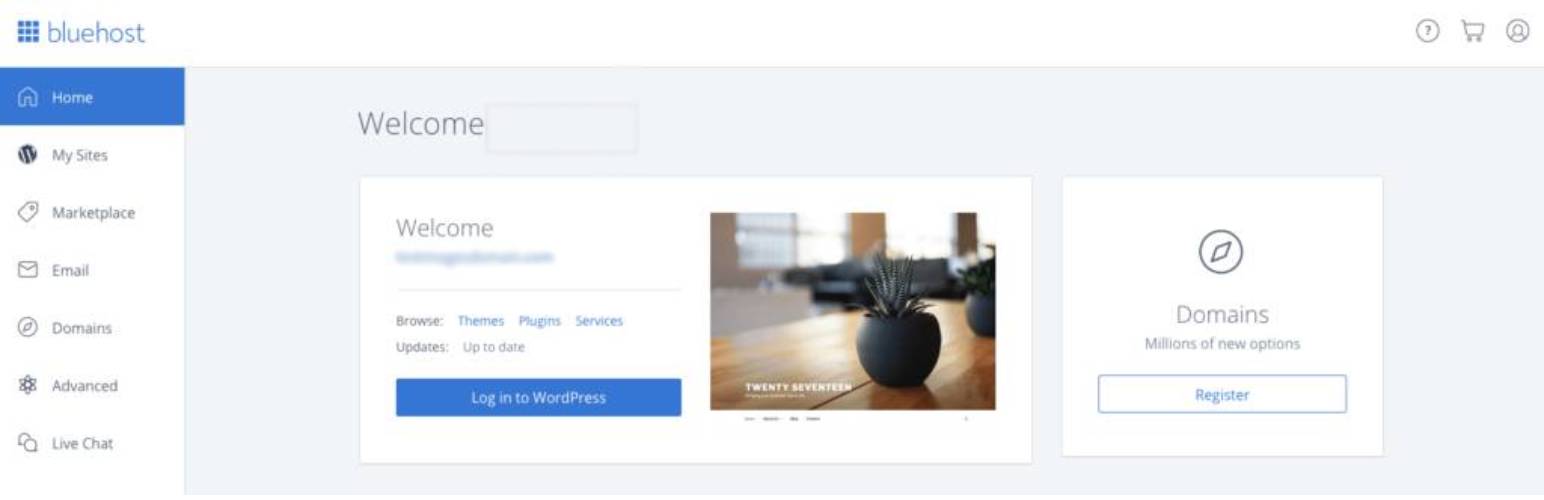 Log to your WordPress Blog From Bluehost Dashboard