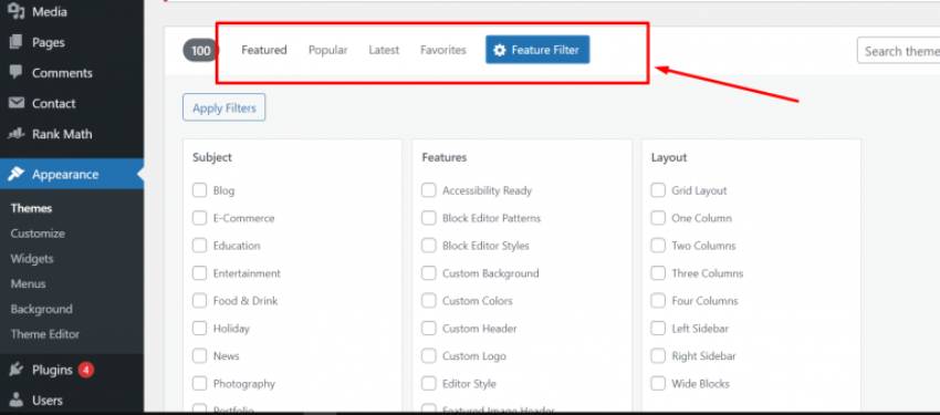 Theme Toolbar and Search Filter