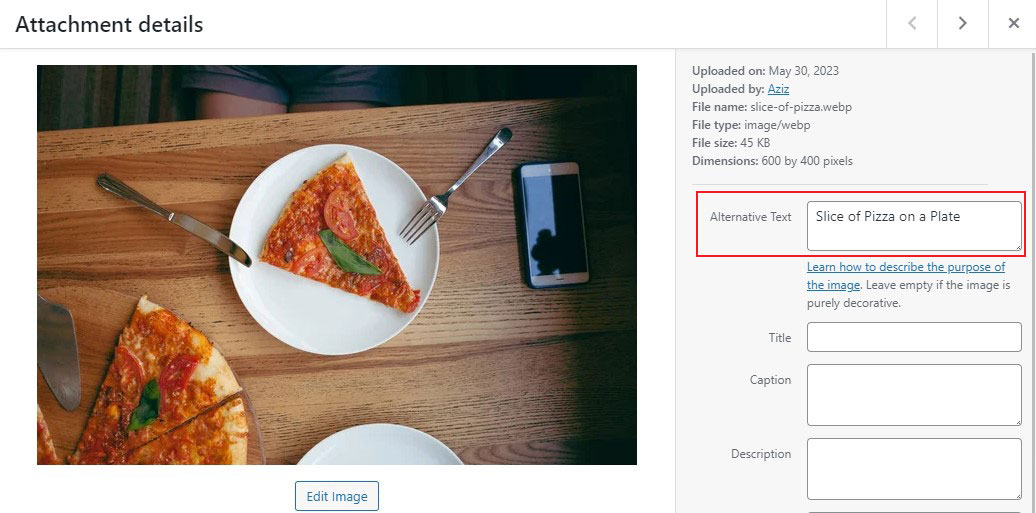 Adding Alt Text to Image in WordPress