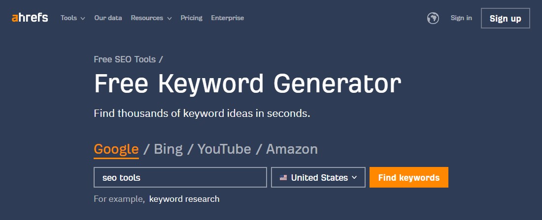 Ahrefs Free Keyword Generator