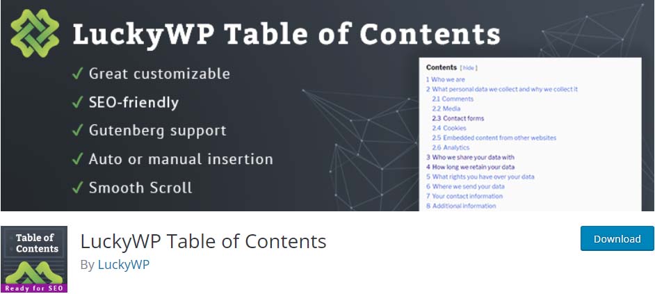 LuckyWP Table of Contents WordPress Plugin