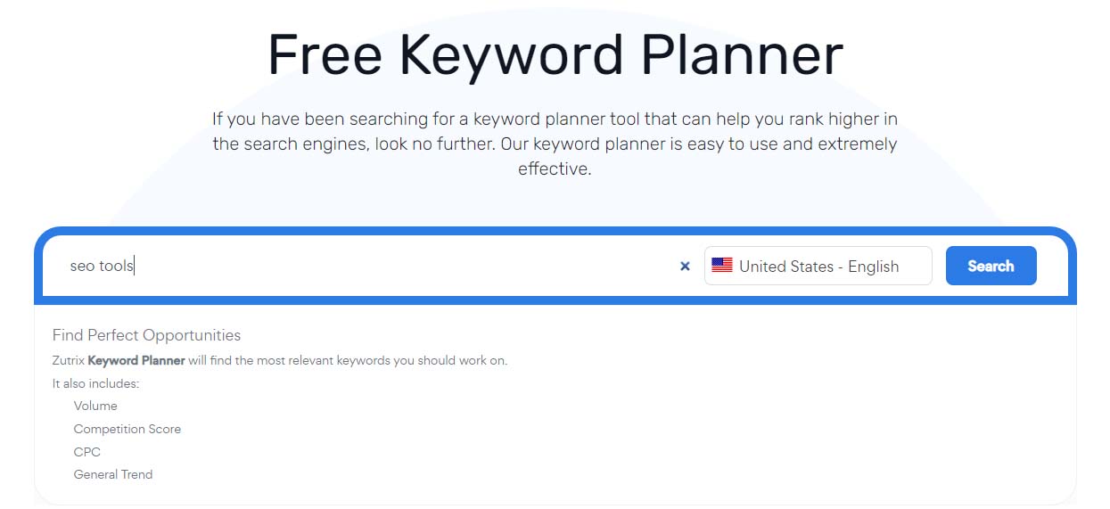 Zutrix - Free Keyword Planner