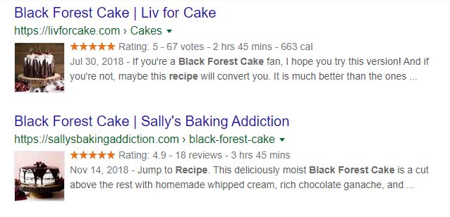 Recipe Rich snippets