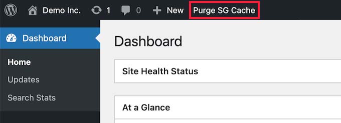 Clear Cache WIth SG Optimizer Plugin