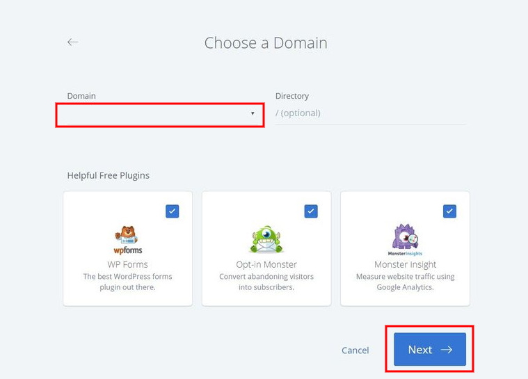 Choose Bluehost Domain