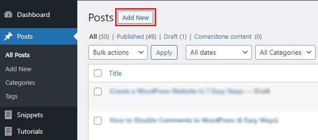 Add New WordPress Posts