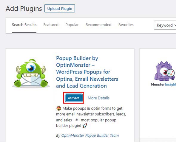 Activating a WordPress Plugin