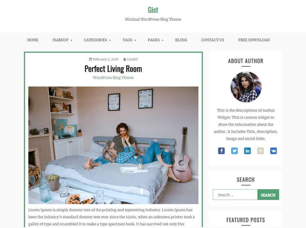 Gist - Minimal WordPress Blog Theme