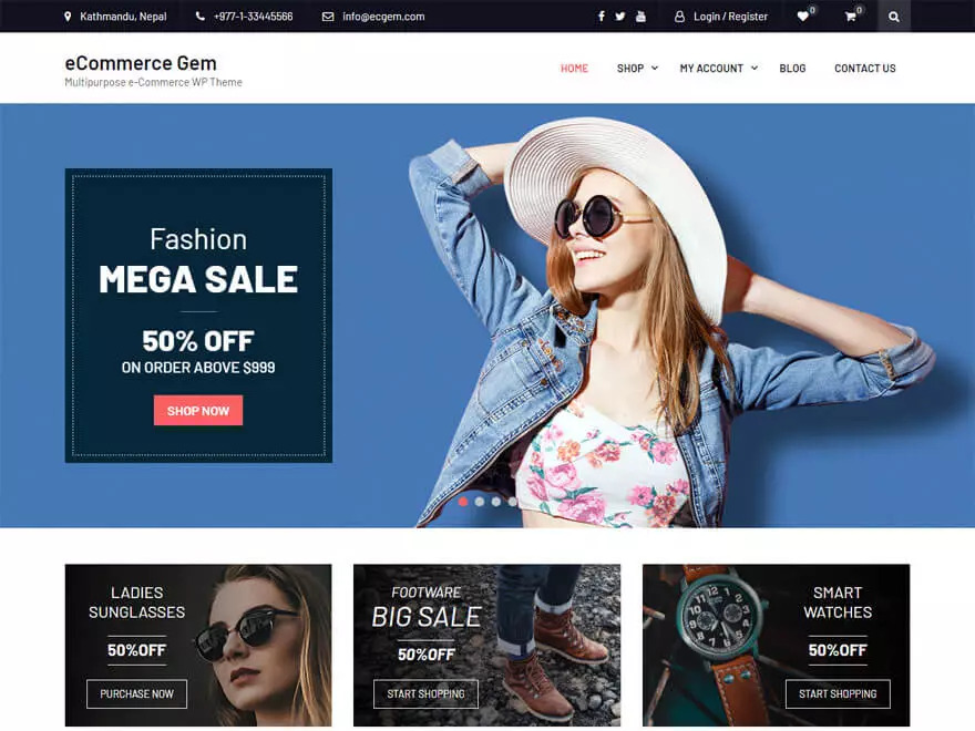 eCommerce Gem – Best Free eCommerce WordPress Theme