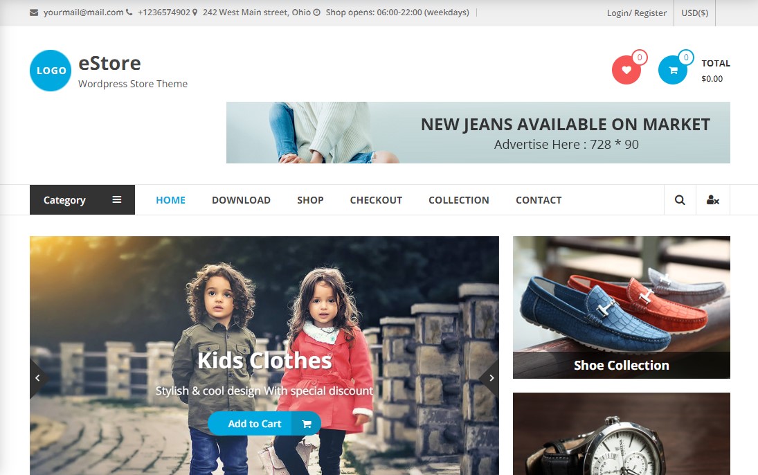 eStore – Free eCommerce WordPress Theme
