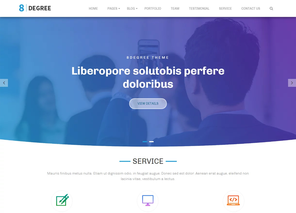 Eight-Degree Free Portfolio WordPress Theme