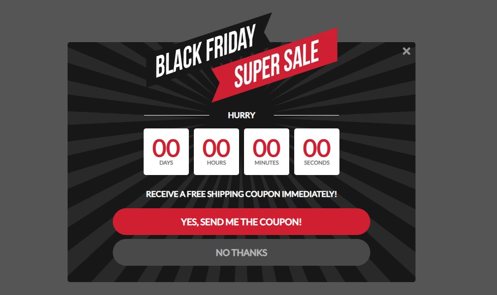 Countdown Timer Popup Example