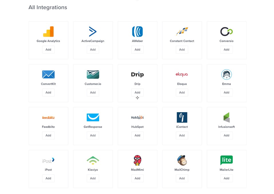 OptinMonster Integrations