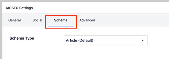 AIOSEO Schema Settings