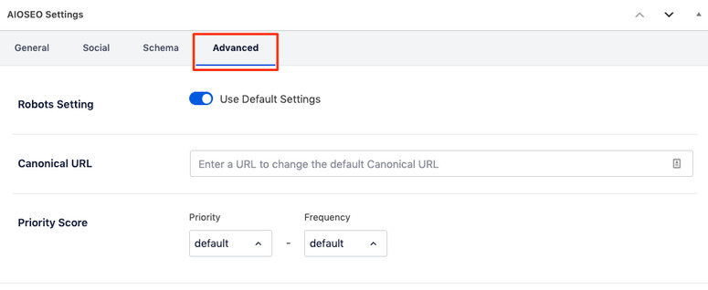 AIOSEO Advanced Settings