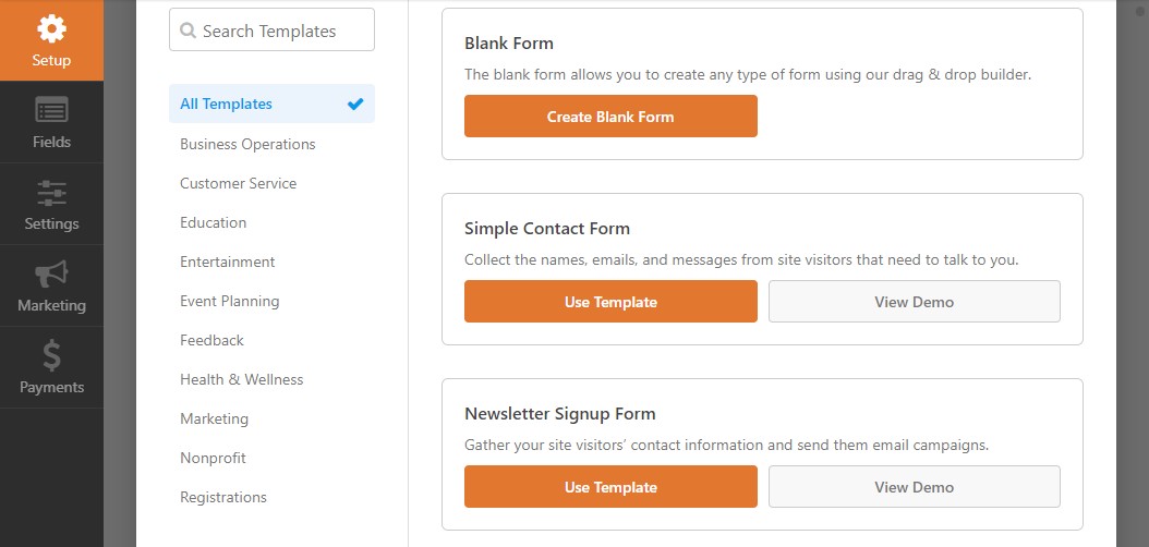 WPForms Form Templates