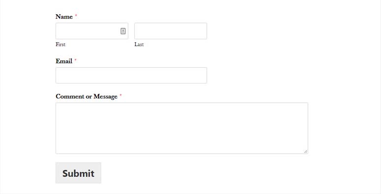 WPForms Contact Form Example