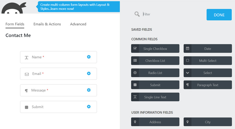 Ninja Forms Field Options