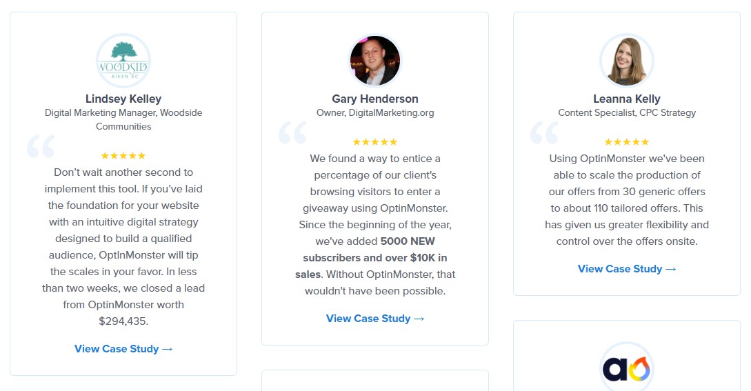 Optinmonster Customer Testimonials