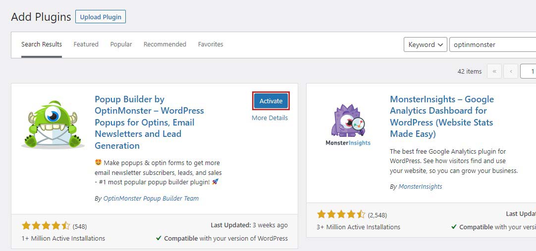 Activating a WordPress Plugin