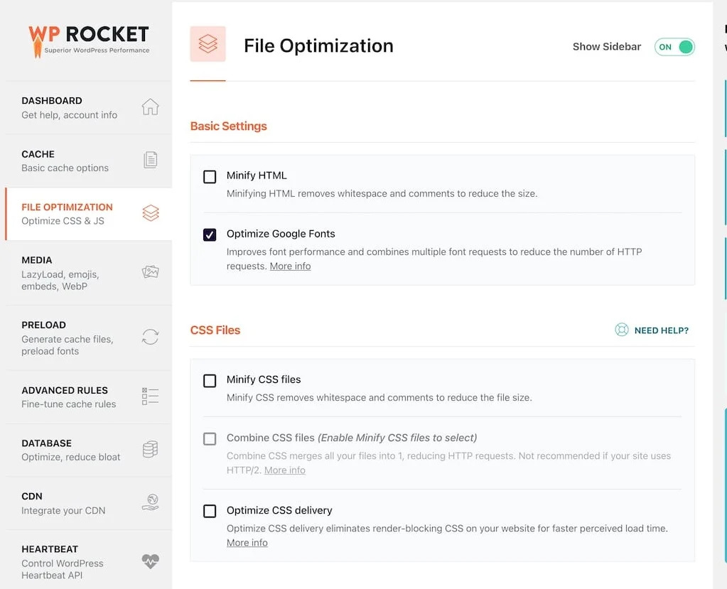 WP Rocket File Optimization - Optimize CSS and JS