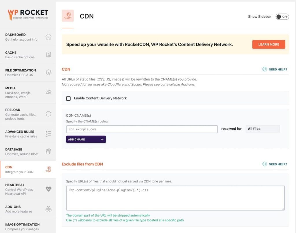 Setup CDN in WP Rocket