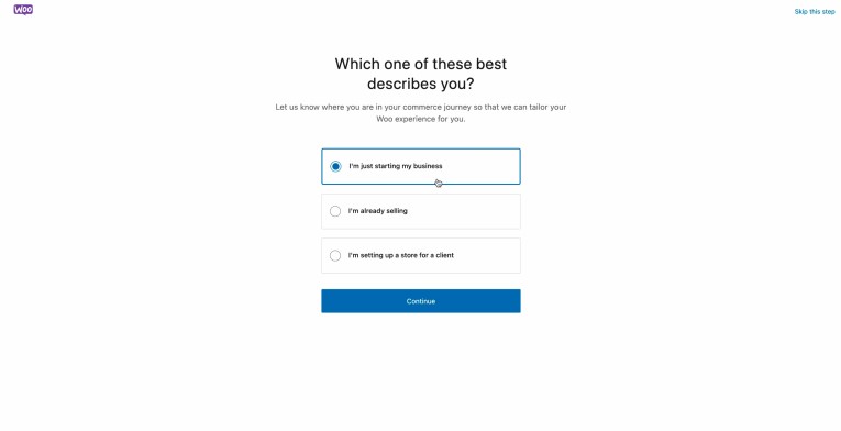 Tell WooCommerce What Stage Your Are at in Your Business