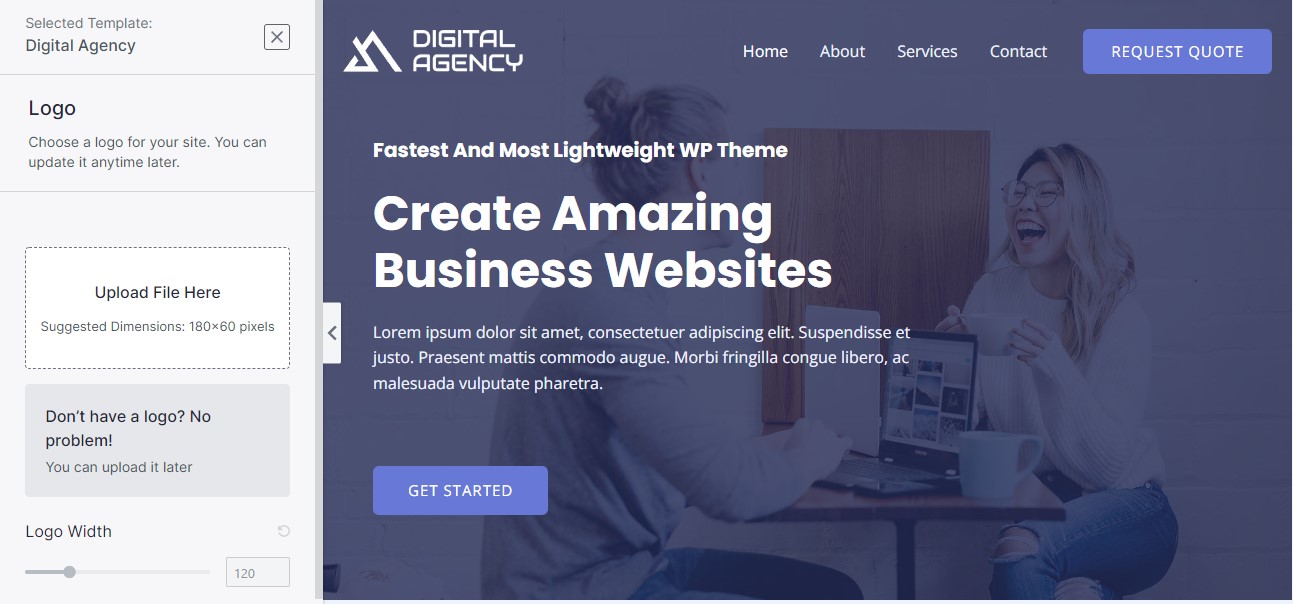 Upload Logo and Adjust Width of Your Templates
