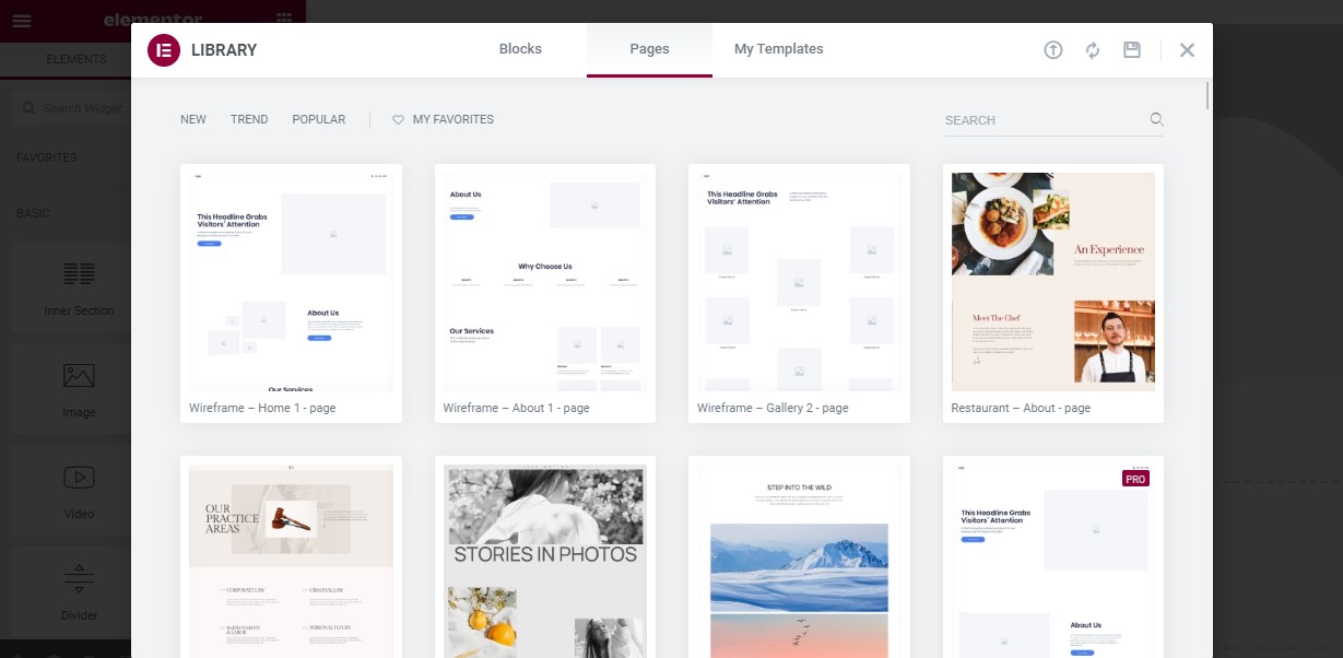 Elementor Templates Library