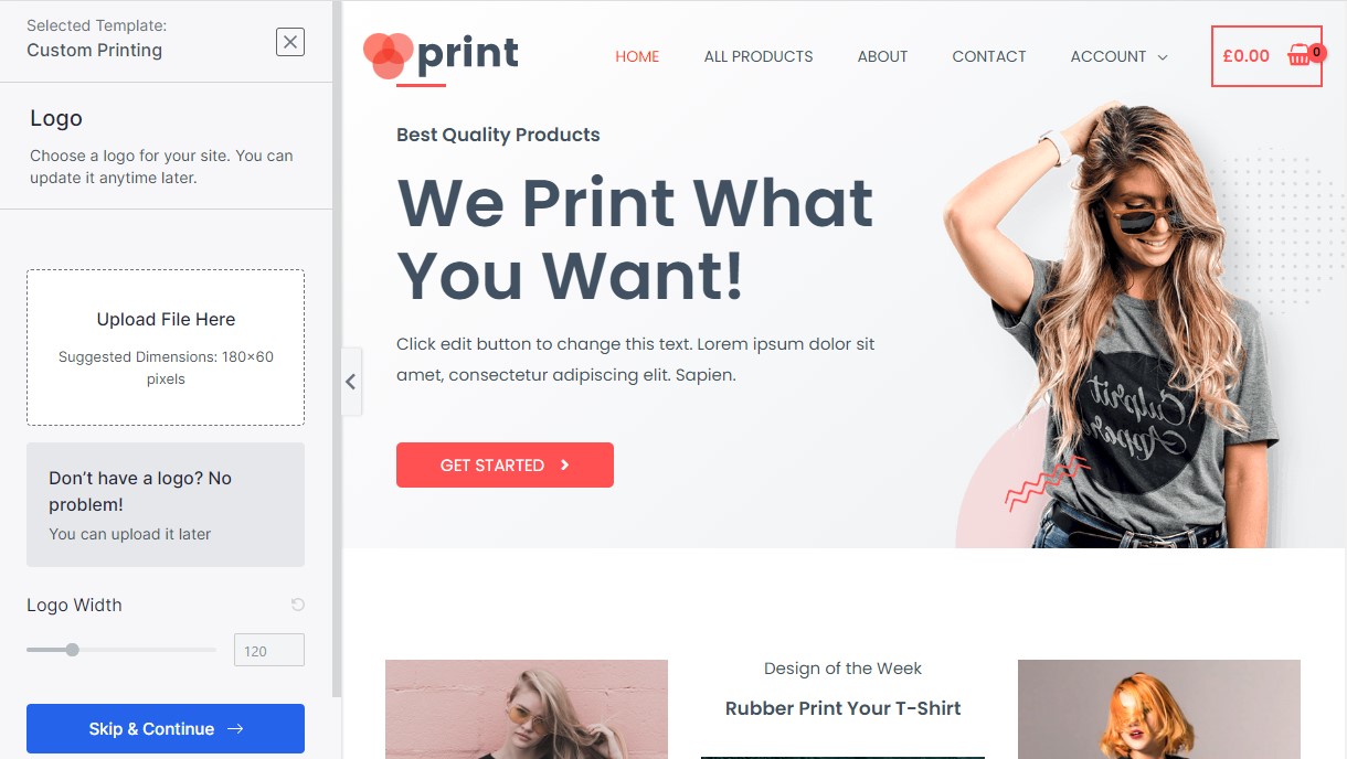 Choose Logo and Adjust Logo Width