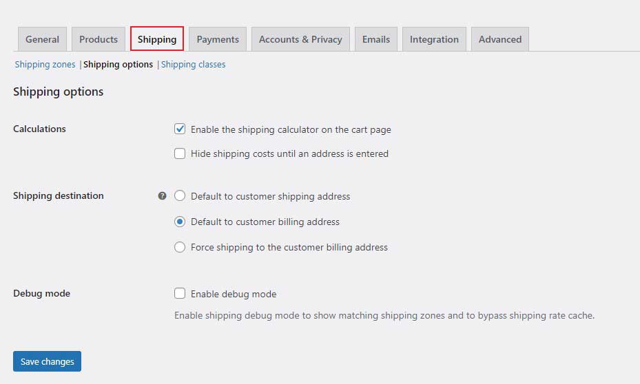 WooCommerce Shipping Options