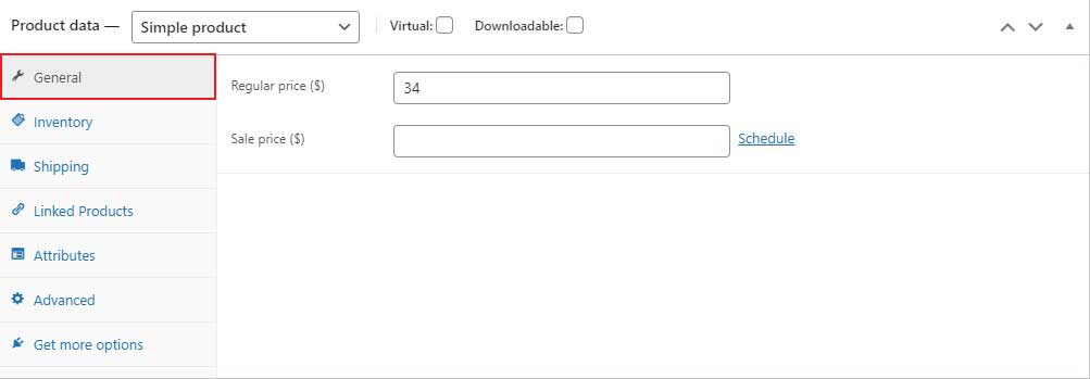 Product Data General Tab