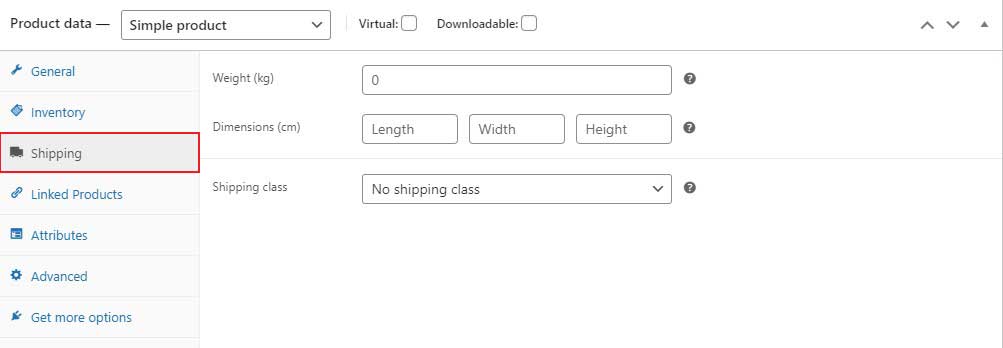 Product Data Shipping Tab
