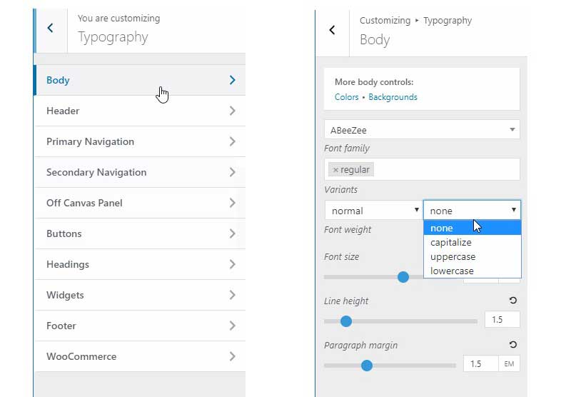 GeneratePress Typography Settings