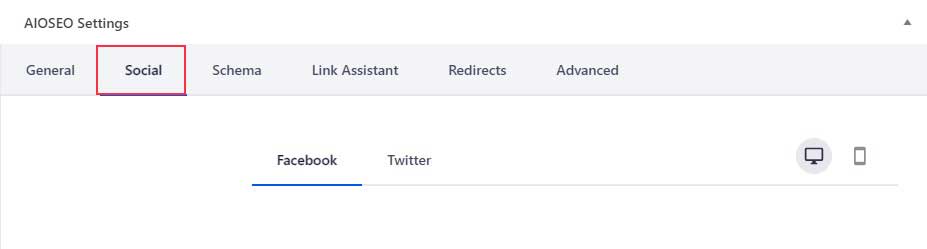 AIOSEO Social Settings Tab