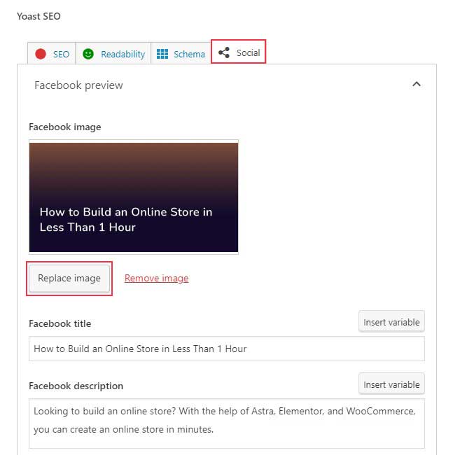 Yoast SEO Social Settings Tab