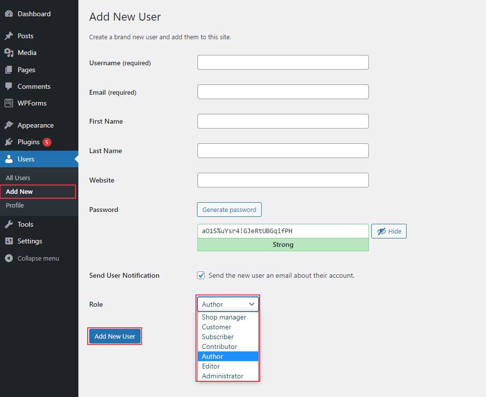 Add New Author in WordPress