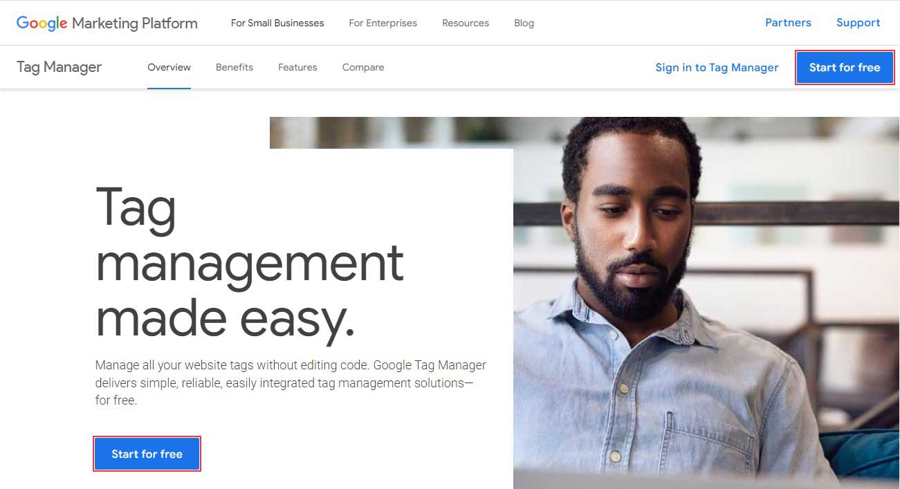 Sign Up for Google Tag Manager