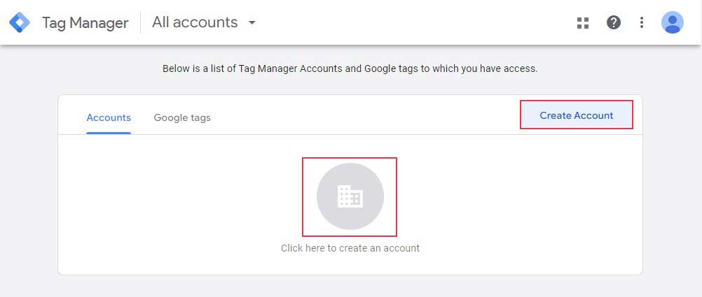 Create Google Tag Manager Account