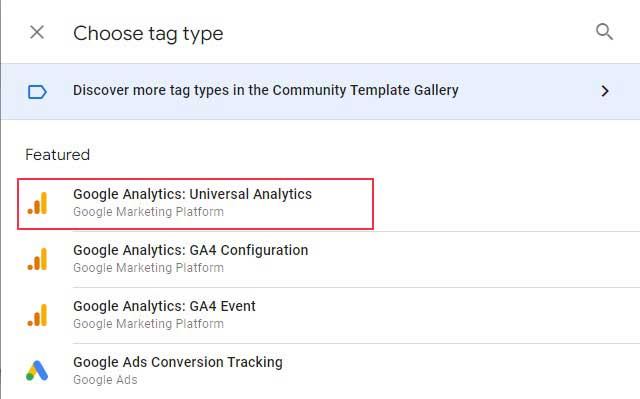Choose Google Analytics Tag to Use Google Tag Manager for Tracking