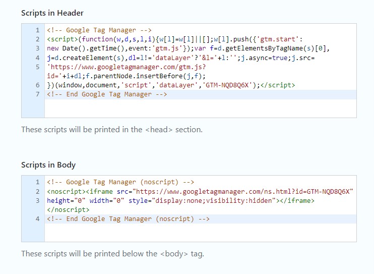 Copy and Paste the Google Tag Manager Code in WP Headers and Footers WordPress Plugin