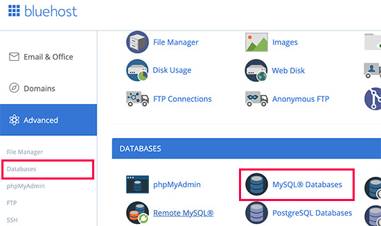 Bluehost MySQL Database