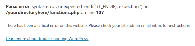 WP Debug Message