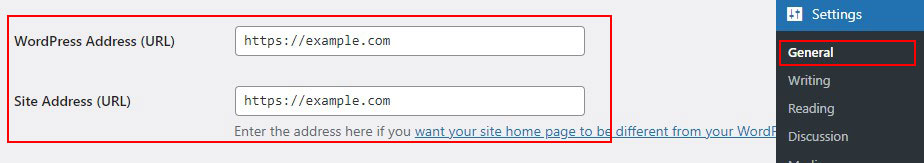 WordPress URL Settings