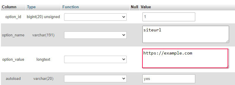 Change Option Name URL