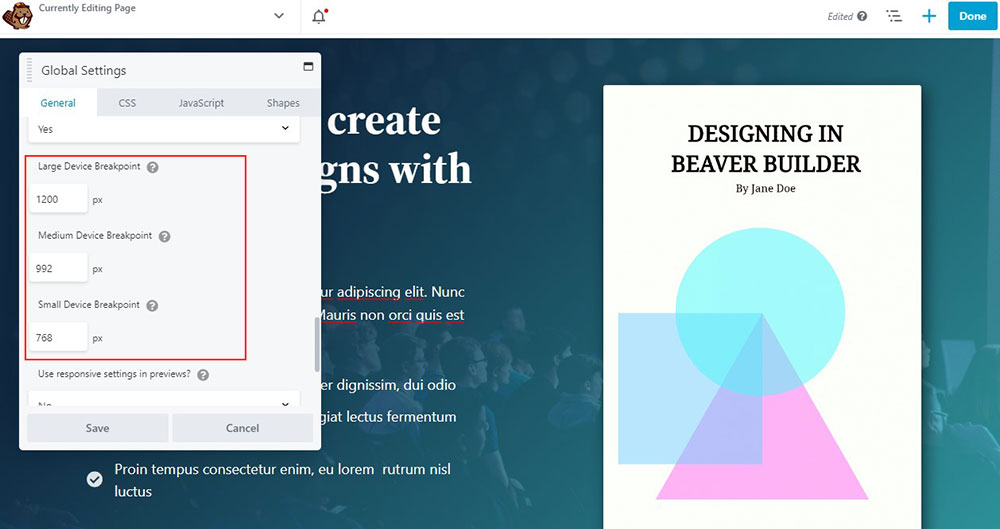 Beaver Builder Breakpoints